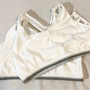 Athletic Works CoolMax Meshback Sports Bras Size 38 White Low Impact 2-Pack New